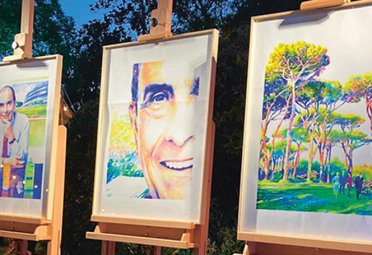 Tableau représentant Pierre Fabre exposé lors de la cérémonie.